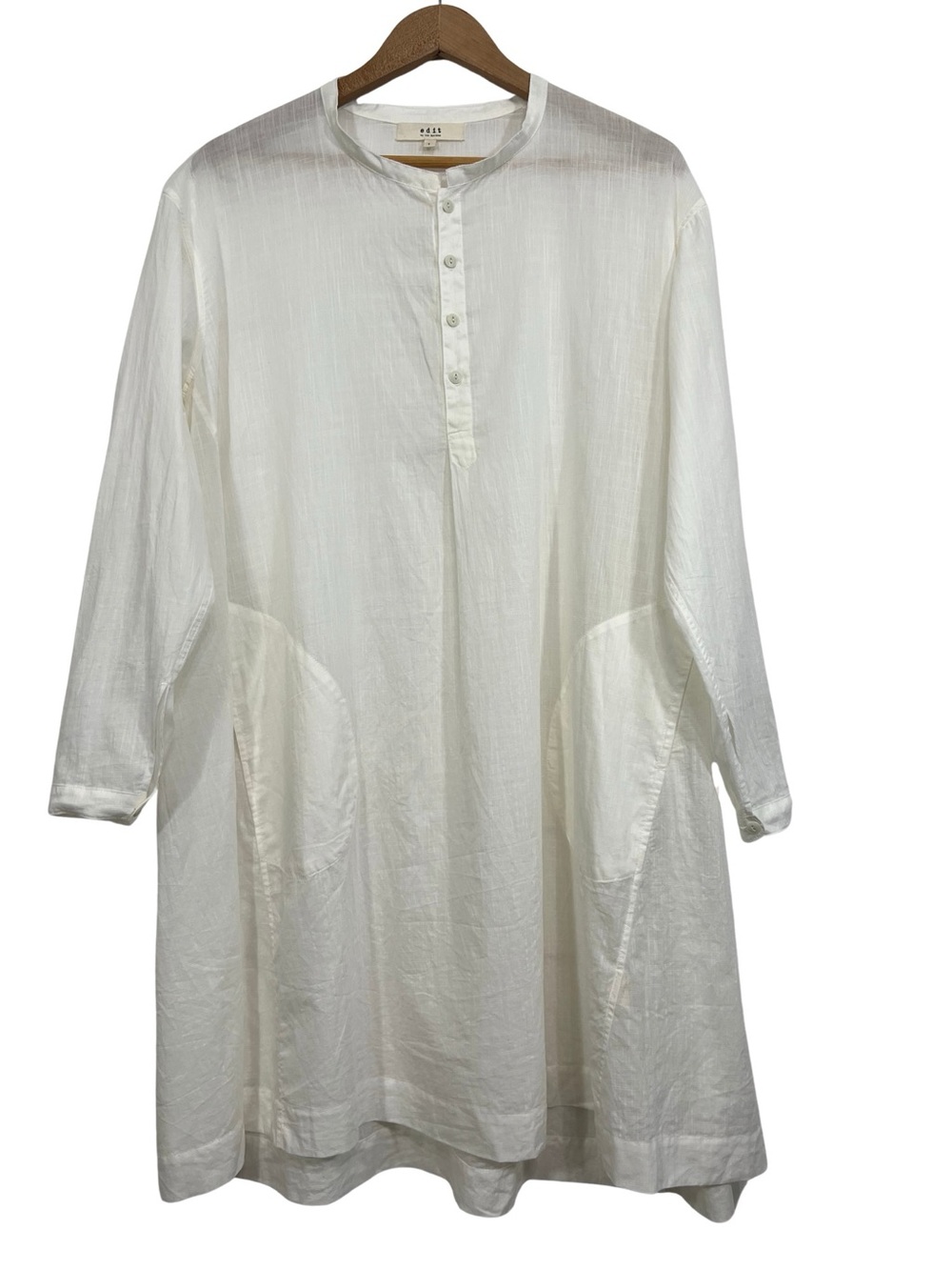 Lee Mathews Edit 100% Linen Oversized Tunic Dress Off White Minimalist XL